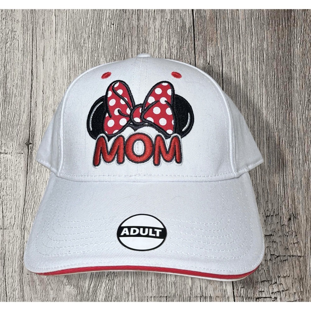 Disney Parks MOM Minnie Polka Dot Bow Baseball Hat Adult OSFM NEW NWT